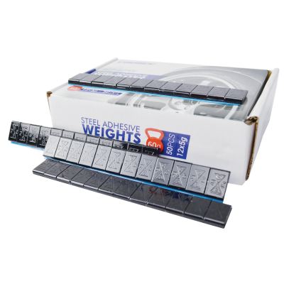 Ciężarek klejony stalowy czarny 60g (5gx12) szeroka taśma Colmec (1op/50szt.) (NGDC-FE-070-BSW-BOX)