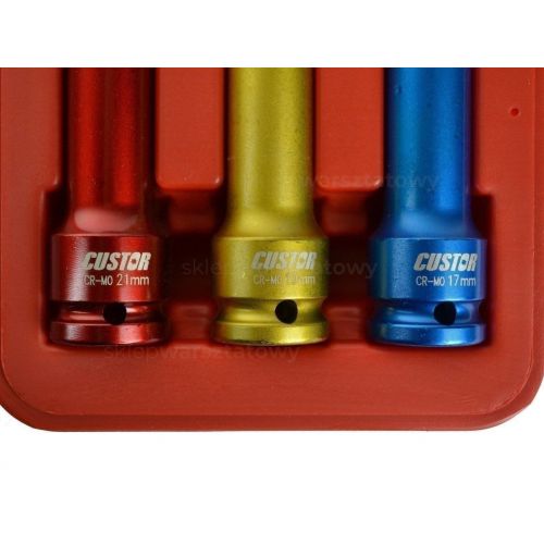 Zestaw 3 nasadek długich 1/2&quot; w osłonie (RAYA-AS-042B)