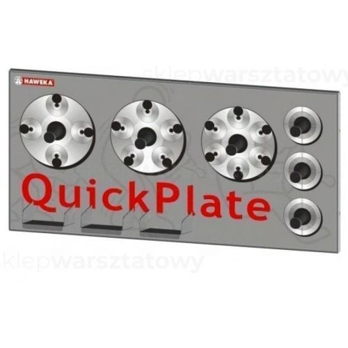 HAWEKA, Zestaw Quick Plate IV, 3 płyty dociskowe 4/5/6-otworów do wyważarek Hofmann PowerClamp + bolce i tablica (210-818-001)