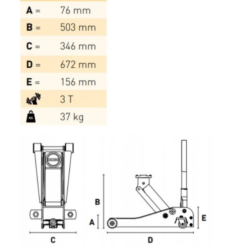 Podnośnik hydrauliczny 3T Turbo Niski Profil (WIY420333)